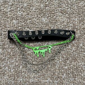 Hot Topic Weirdo's Gang Studs & Chains Safety Pin Faux Leather Choker